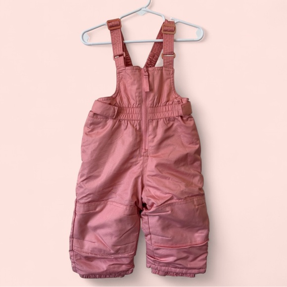 12 Month Toddler Baby Girl Pink Bib Overall Cat & Jack Snowpants Winter - Picture 1 of 8
